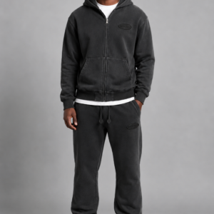 Benjart Stone Leather Tab Hoodie - Black