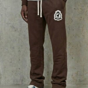 Chenille Badge Joggers - Brown