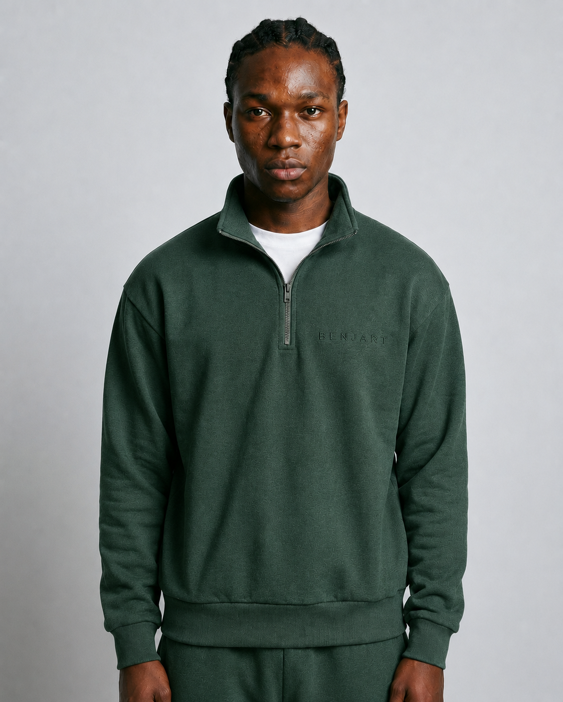 Benjart Blanks Quarter Zip Top Pine Green